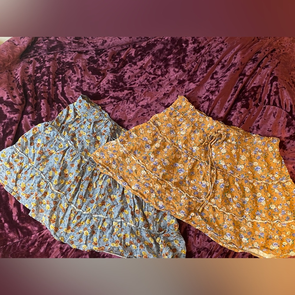two skirts brown and blue cute for summer and fall